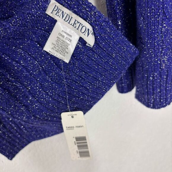 NWT Pendleton Purple with Silver Shimmer Speckled Cable Knit Winter Wrap Scarf - Picture 3 of 6